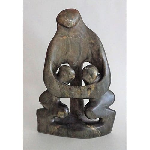 Modern sculpture two children embraced by adult